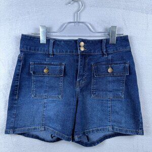 D.Jeans Womens Cargo Shorts Mid Shorts Denim Stretch Pockets Blue Size 6
